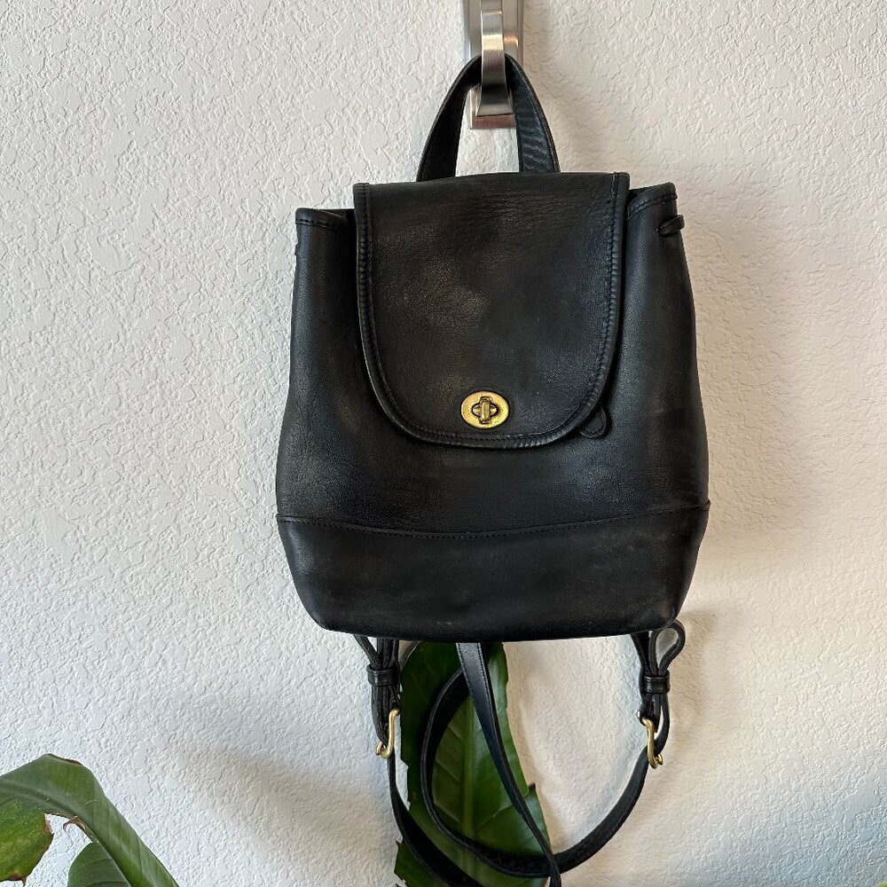 Coach Vintage Daypack Black Leather Backpack l7m 9960